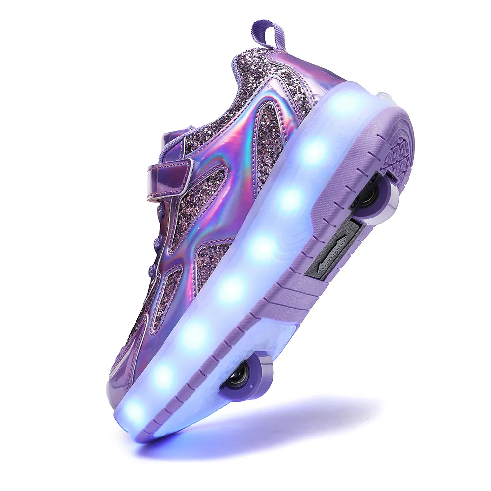 LED Light-Up Roller Skates • Glitter Sneakers With Wheels - view 2