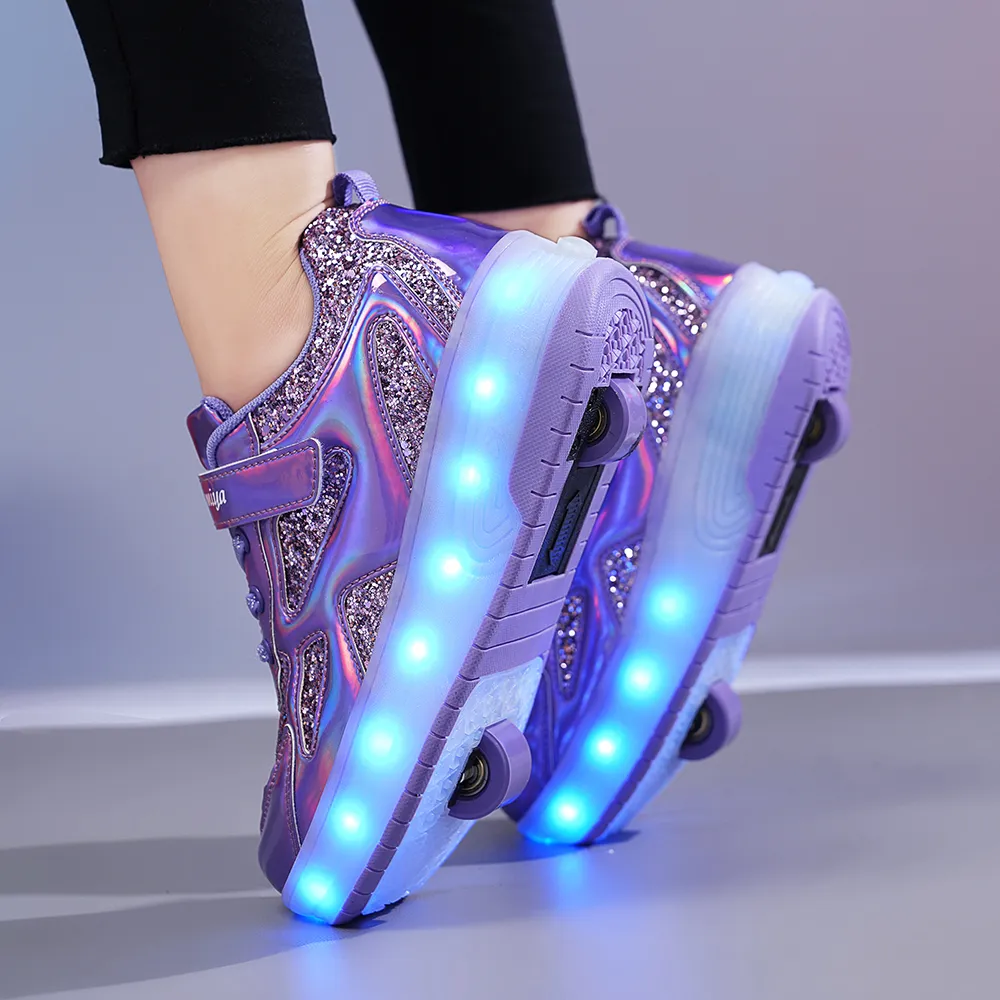 LED Light-Up Roller Skates • Glitter Sneakers With Wheels - view 5