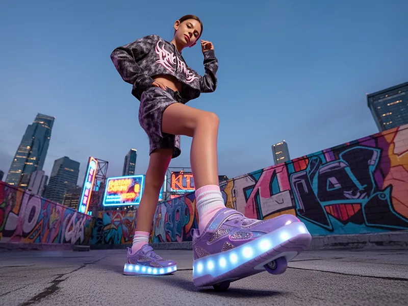 LED Light-Up Roller Skates • Glitter Sneakers With Wheels - photo 3